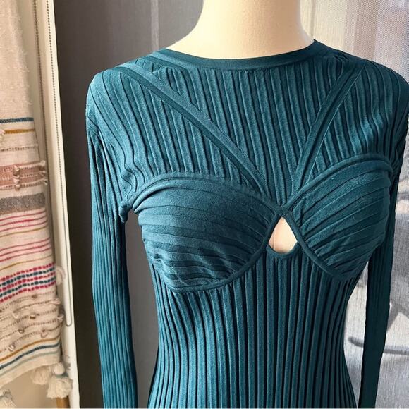 Helmut Lang Ribbed Bra Neptune Long Sleeves Midi Dress Women’s Medium - Picture 4 of 12